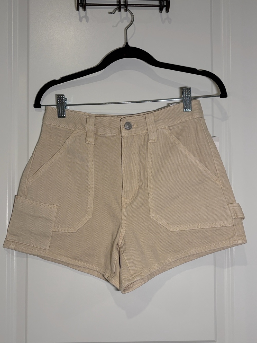 PacSun Workwear Shorts 100% Cotton Cream Carpenter Utility Beach Sand Size 26
